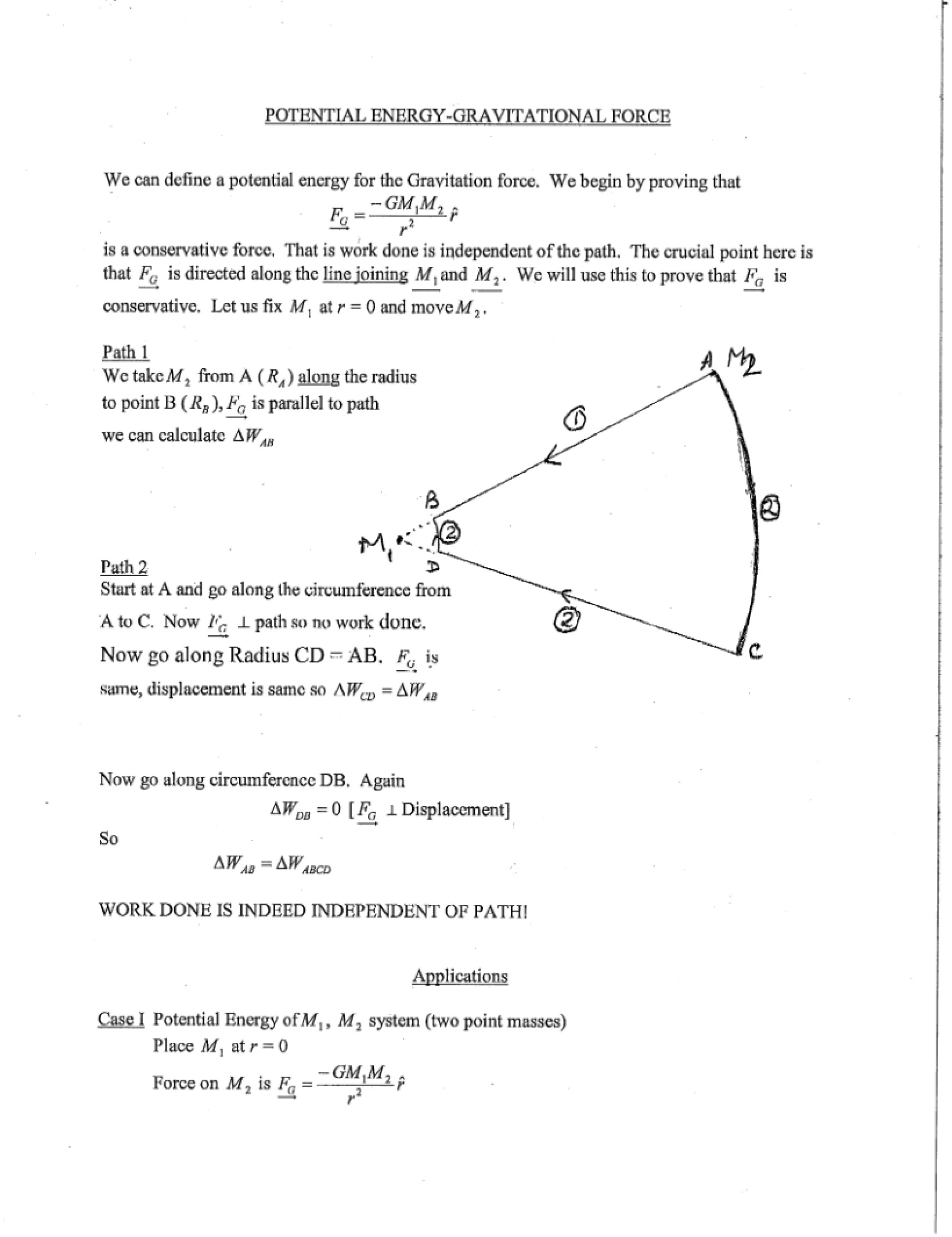 Gravitational Force and Potential Energy