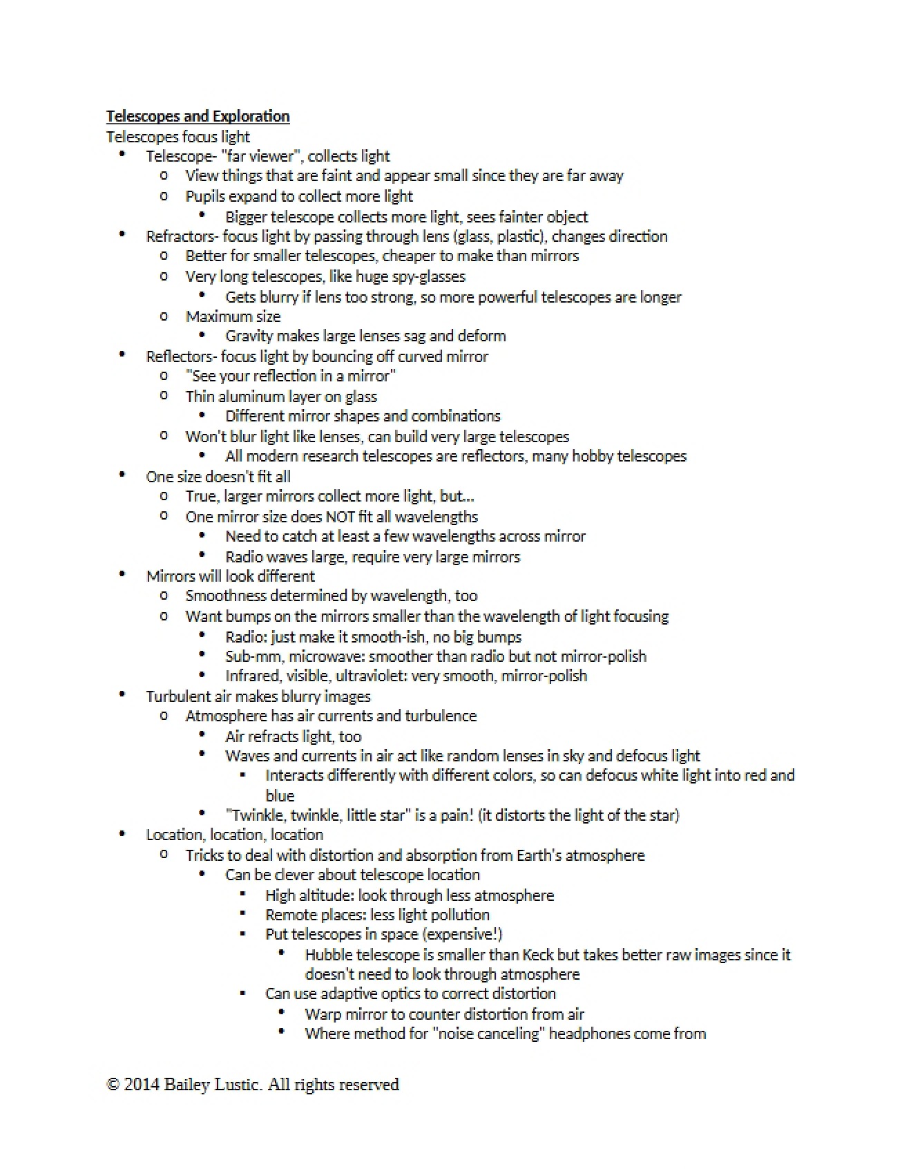Exploration and Telescopes