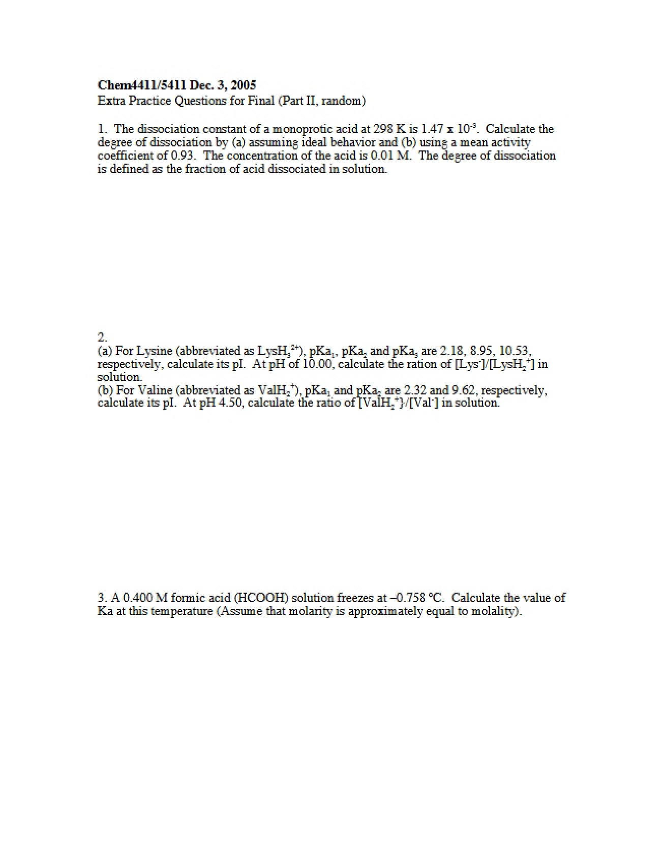 Set of Extra Practice Questions for the Final Exam