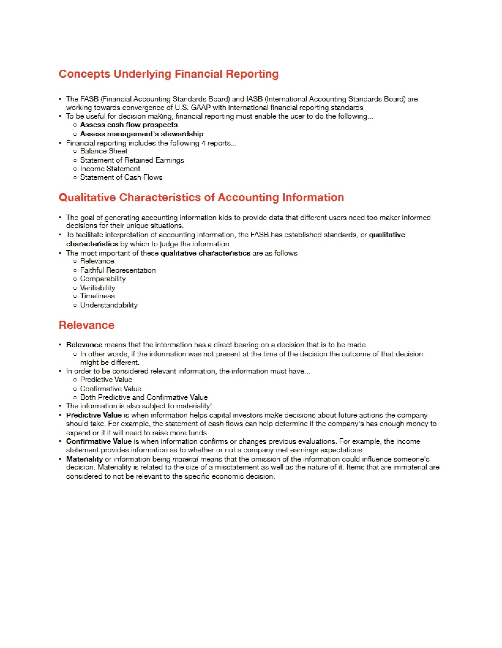 Financial Reporting Concepts