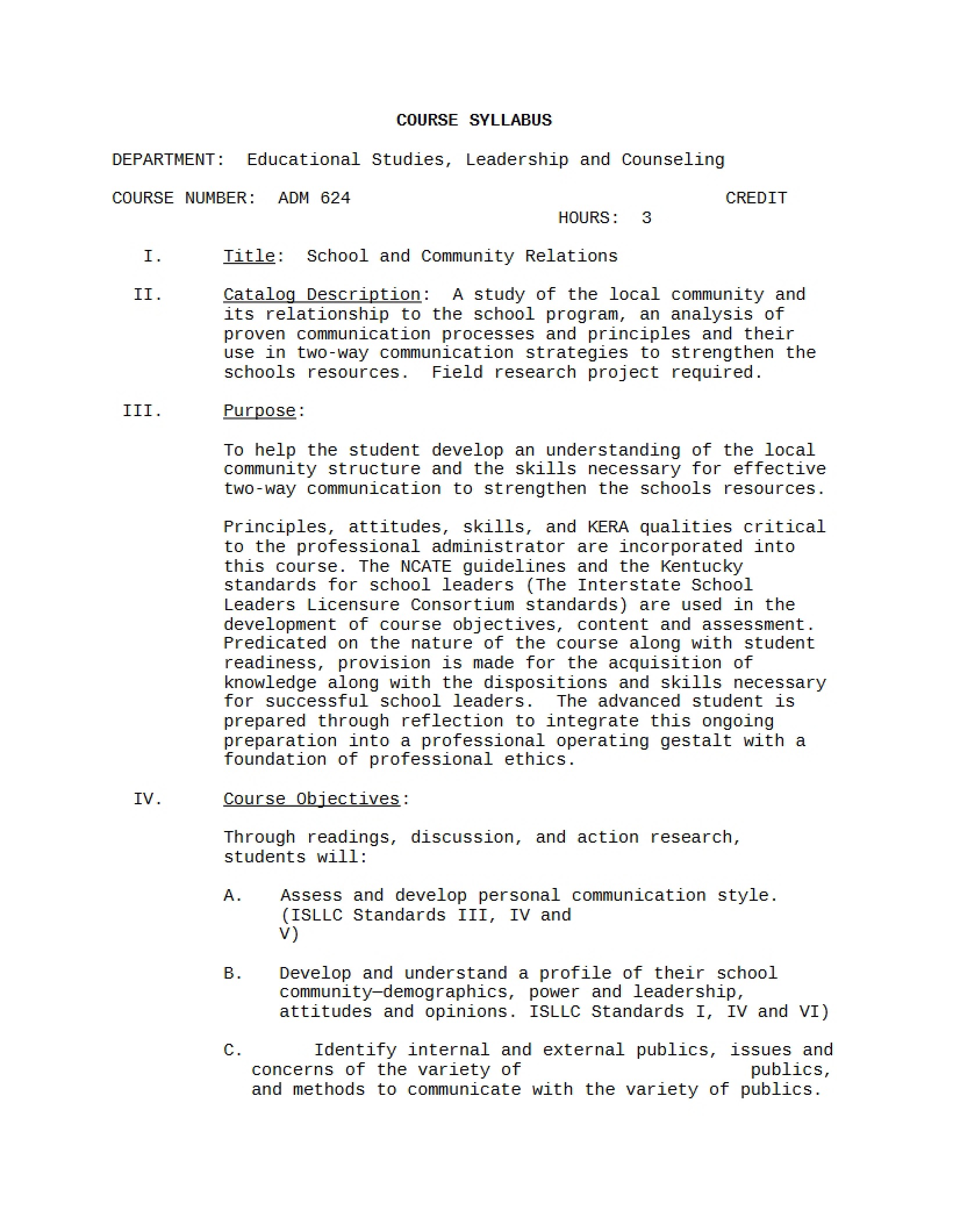 Syllabus - 8 Pages