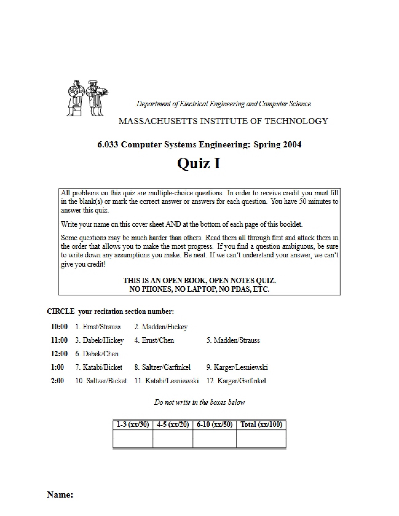 Quiz One