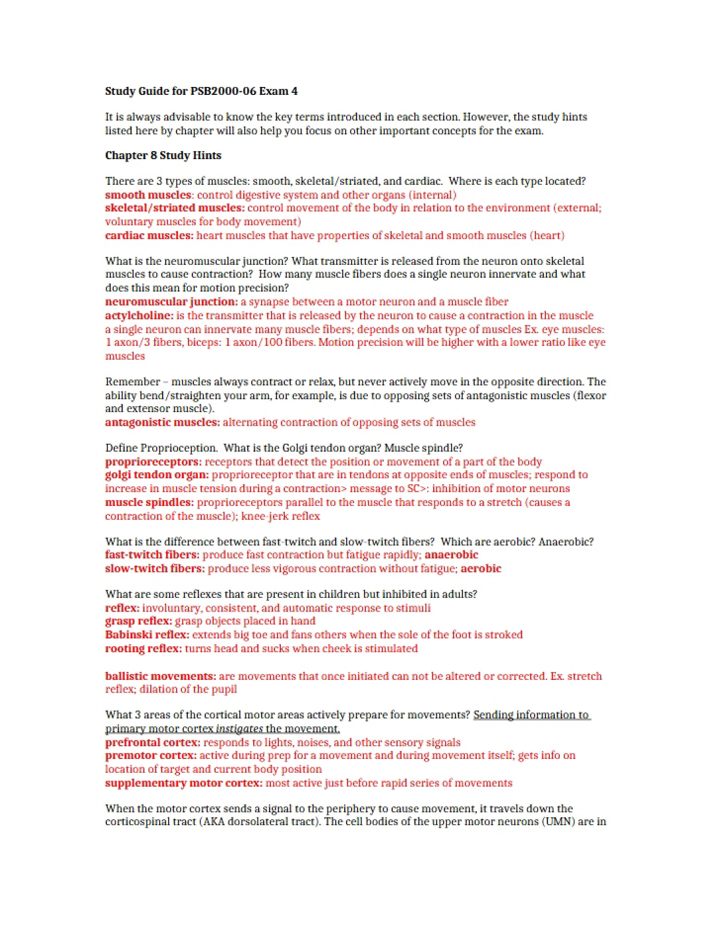 Hints for Chapter 8 Study