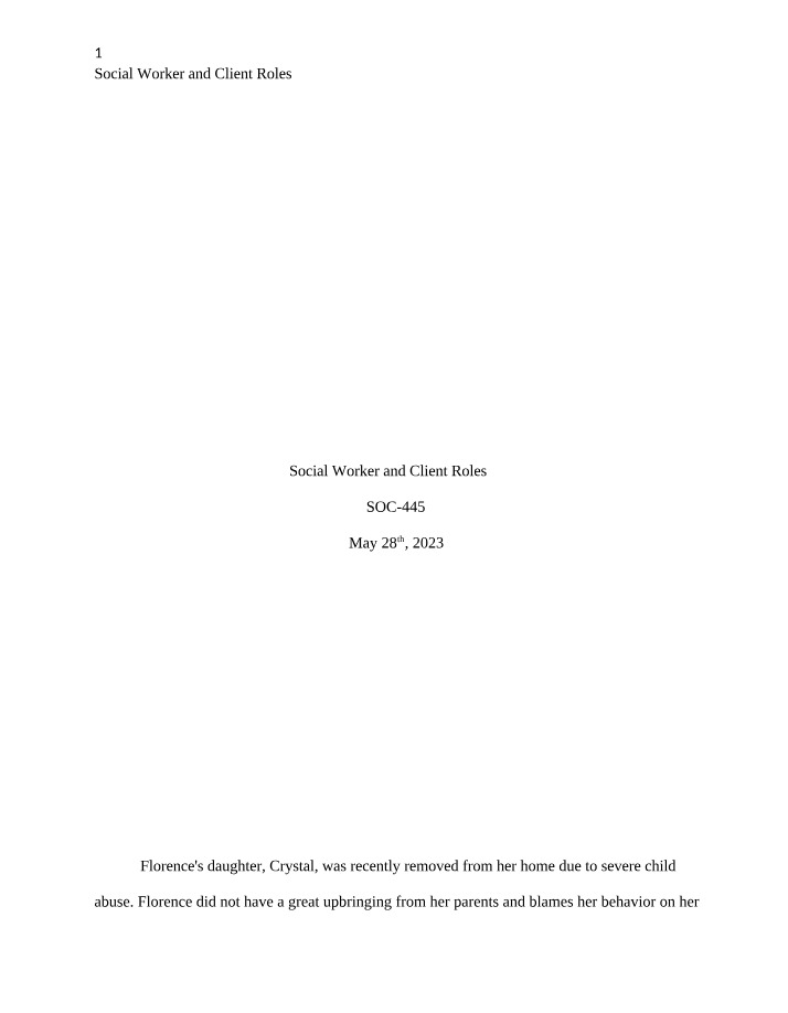 Roles of the Social Worker and Client