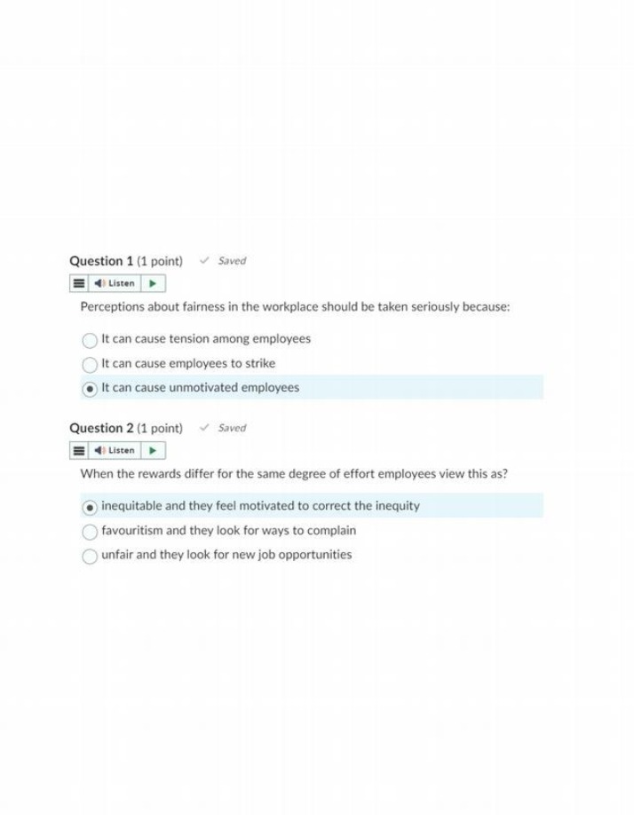 Workplace Fairness Perceptions Quiz