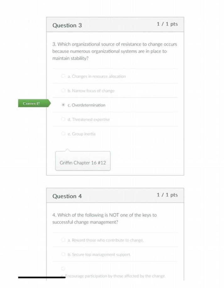 Quiz on Organizational Change Management