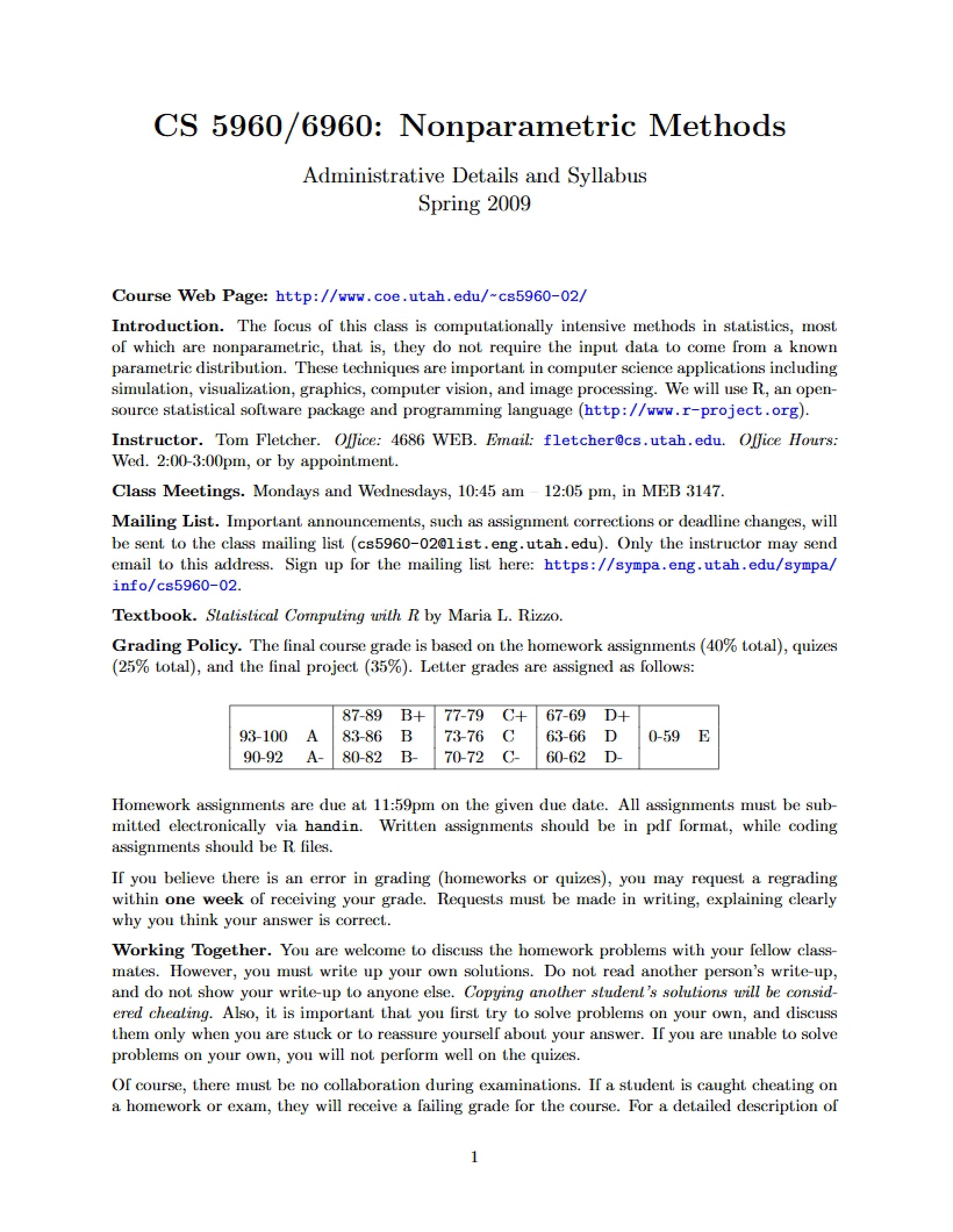 Special Topics Syllabus