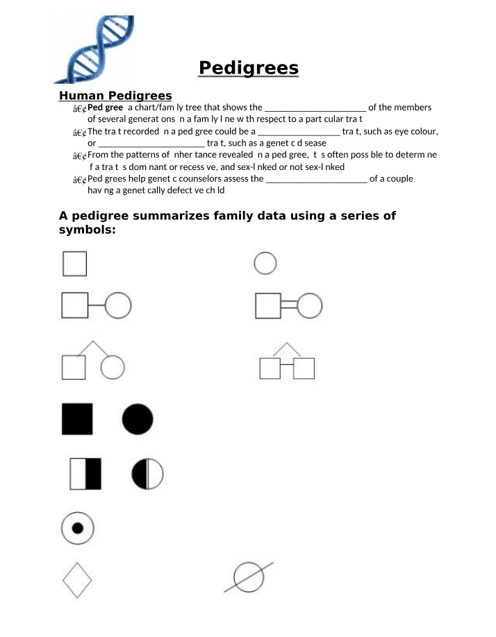 Pedigrees - Student Notes