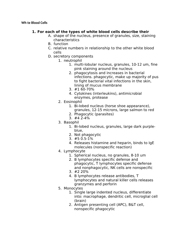 White Blood Cells - Types and Functions of Neutrophils
