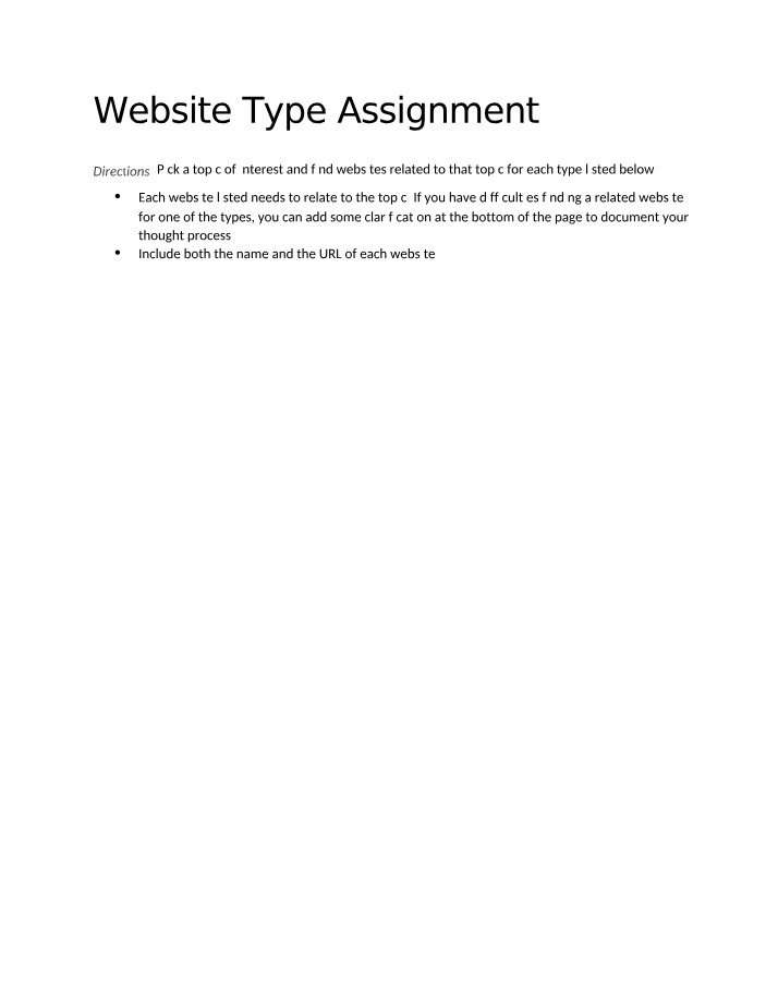 Special Education Website Type Assignment
