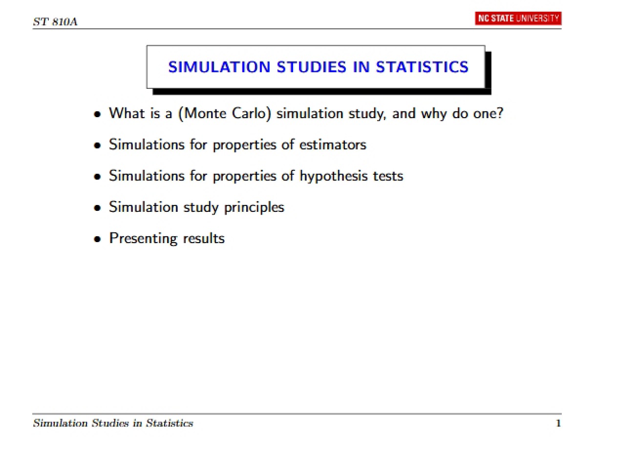 Statistics Simulation Studies