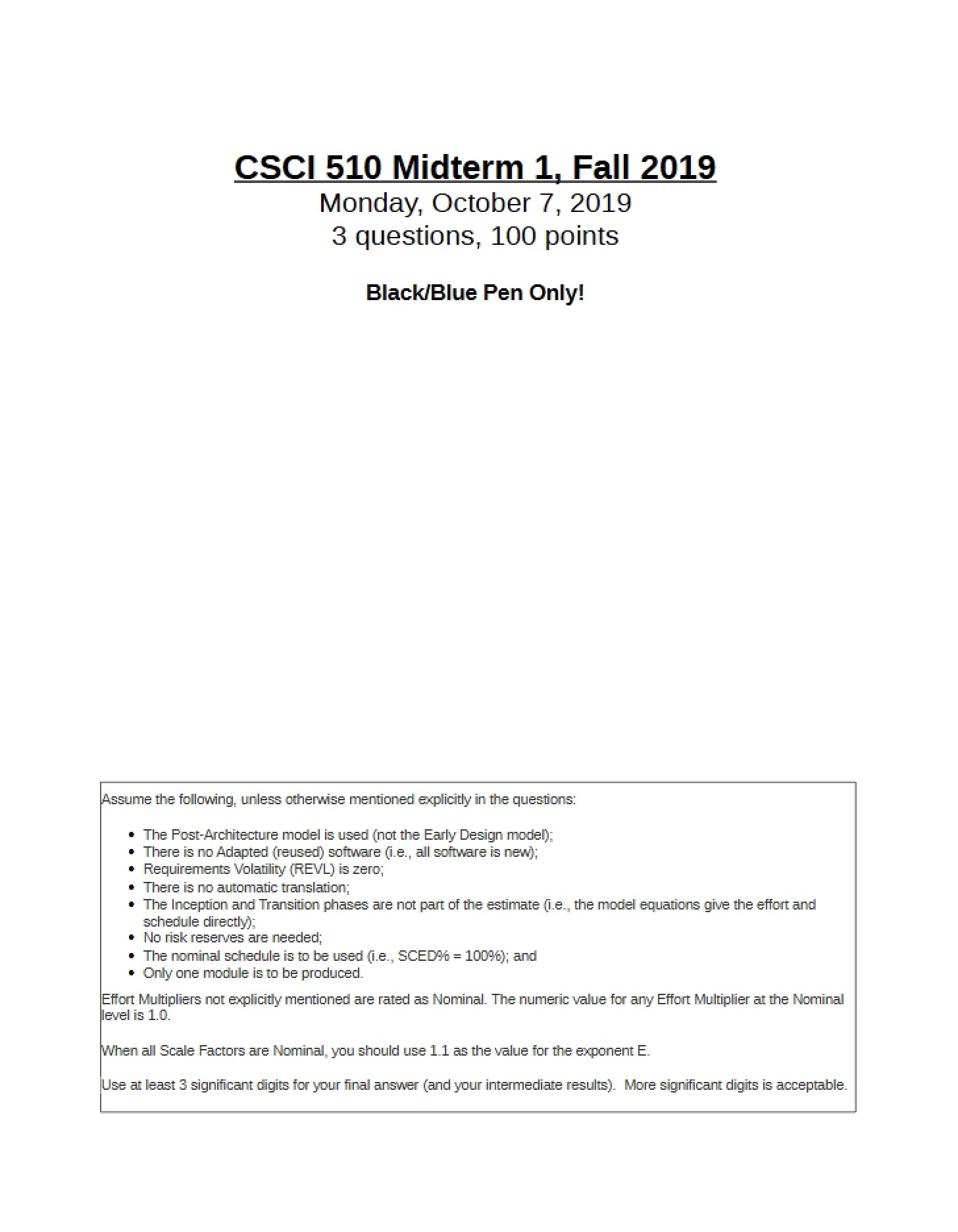 Solution Version Two CS 510 Midterm One (2019)