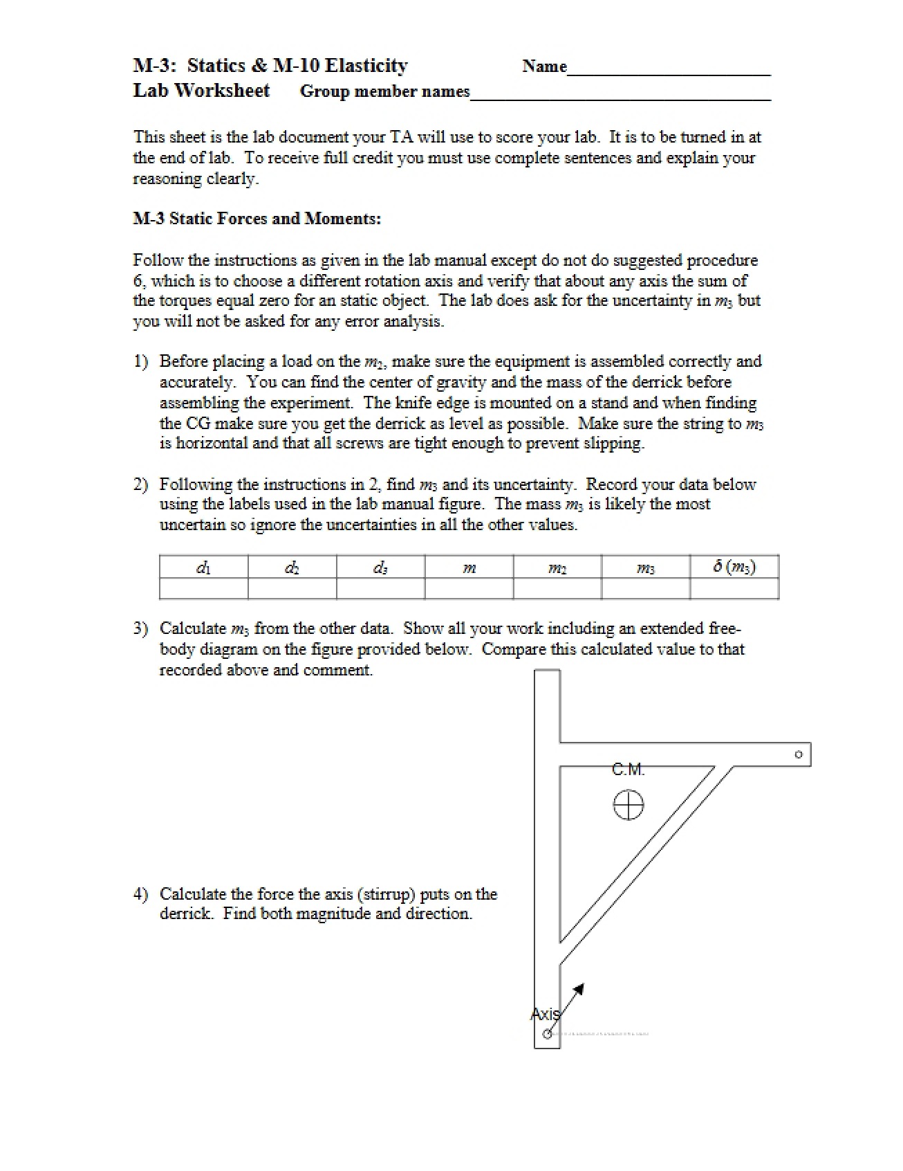 Laboratory Worksheet