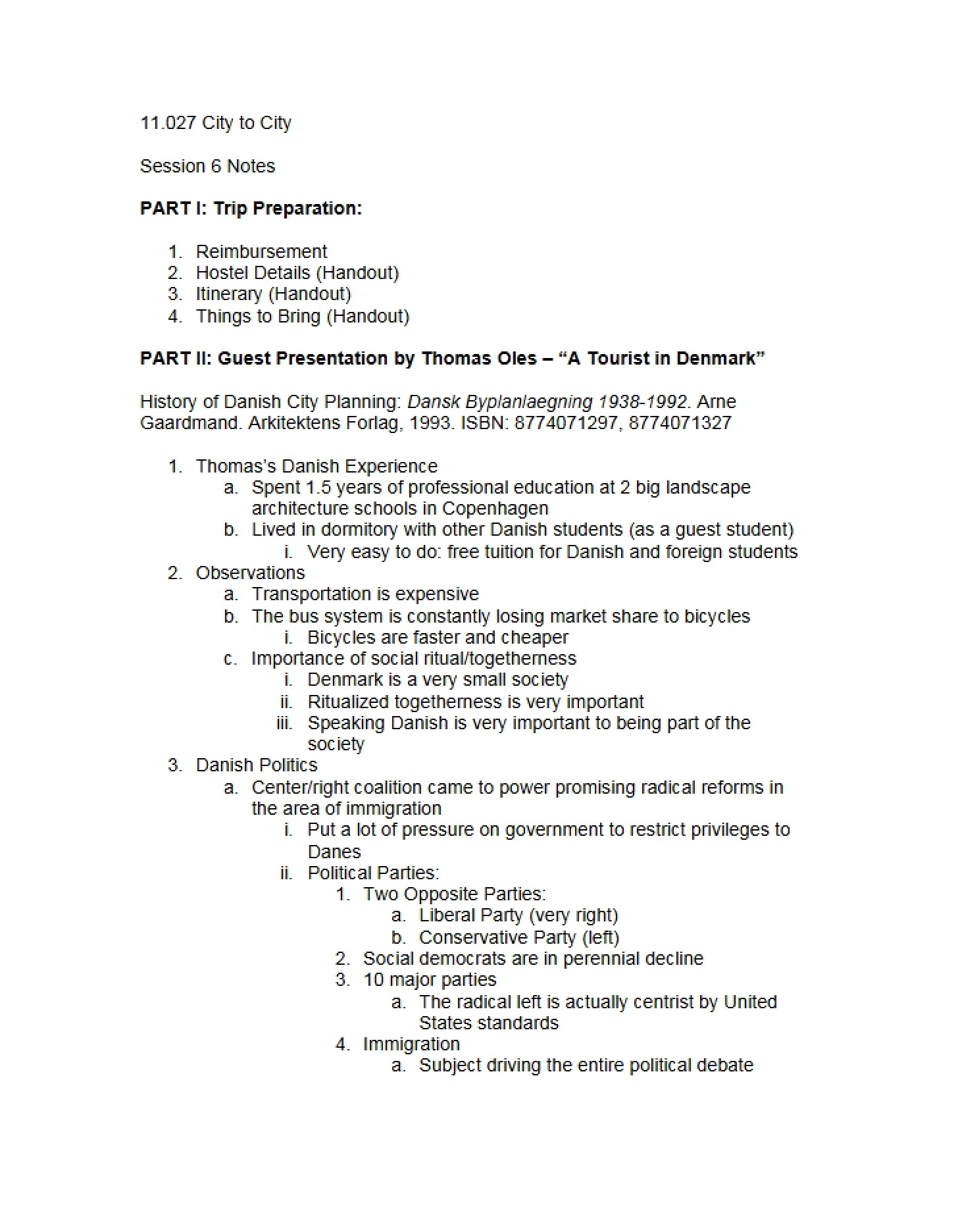 Notes for Session 6