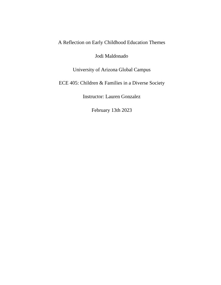Reflection on Early Childhood Education Themes Draft
