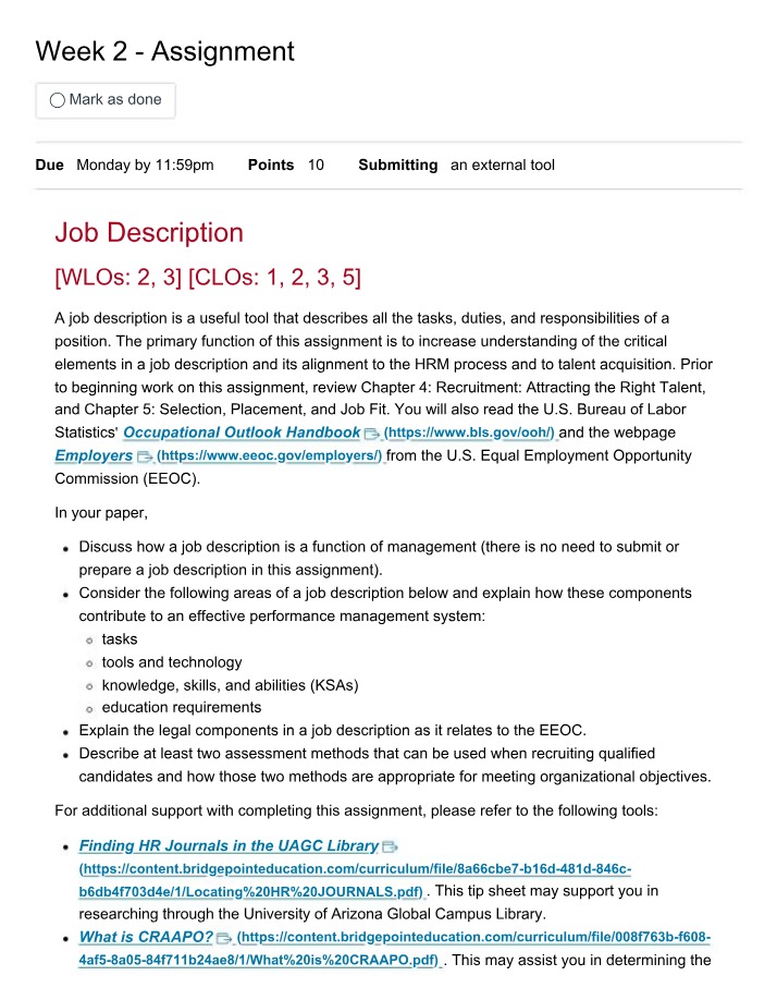 Job Descriptions and Performance Management