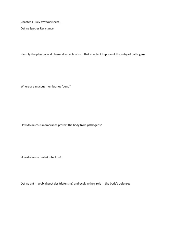 Chapter 15 Worksheet Review