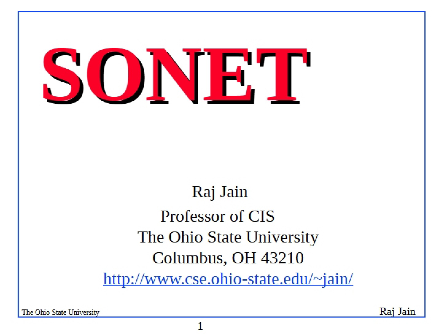 Optical Networking (SONET)