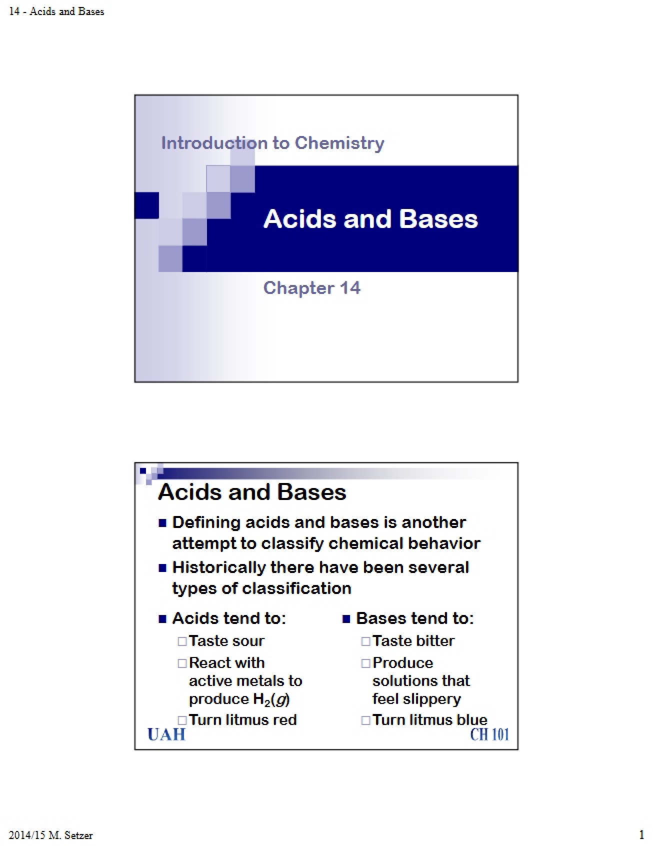 Bases and Acids