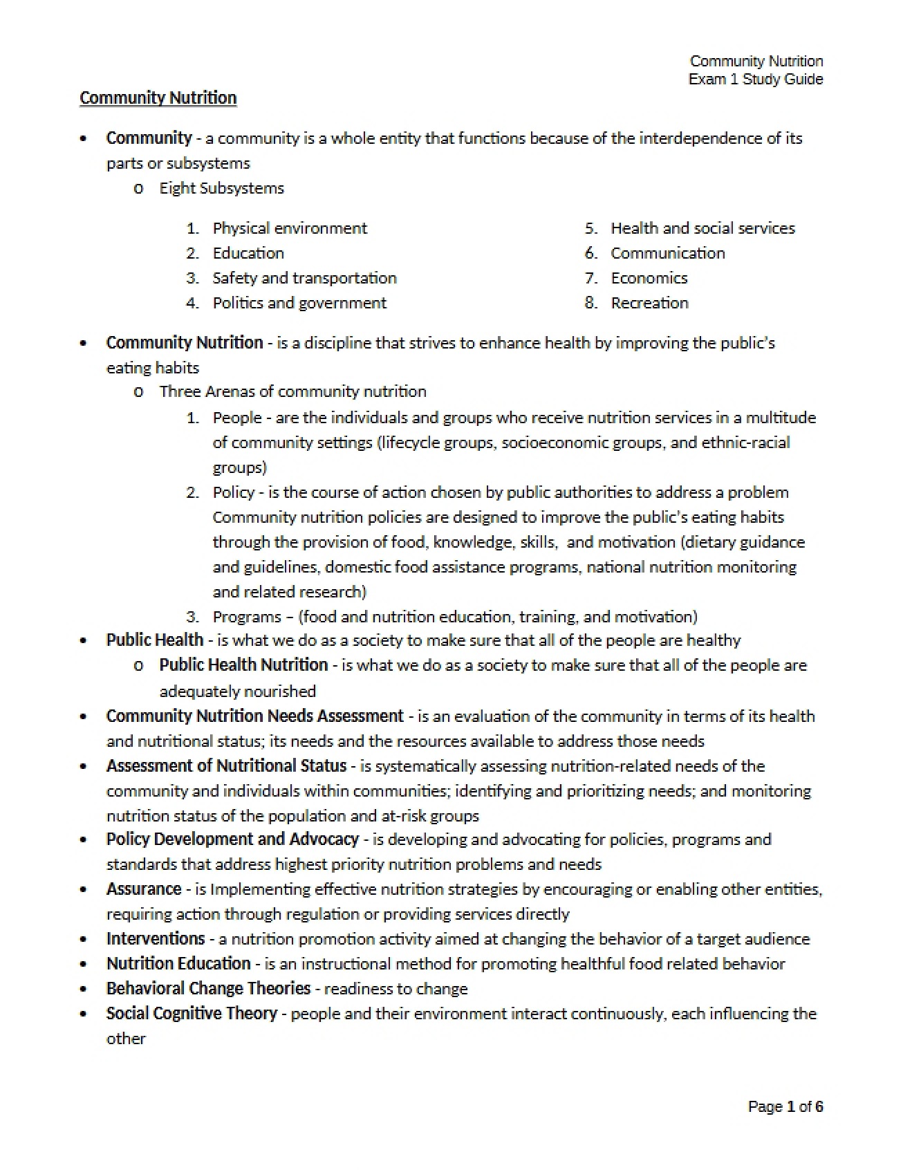 Introduction to Community Nutrition