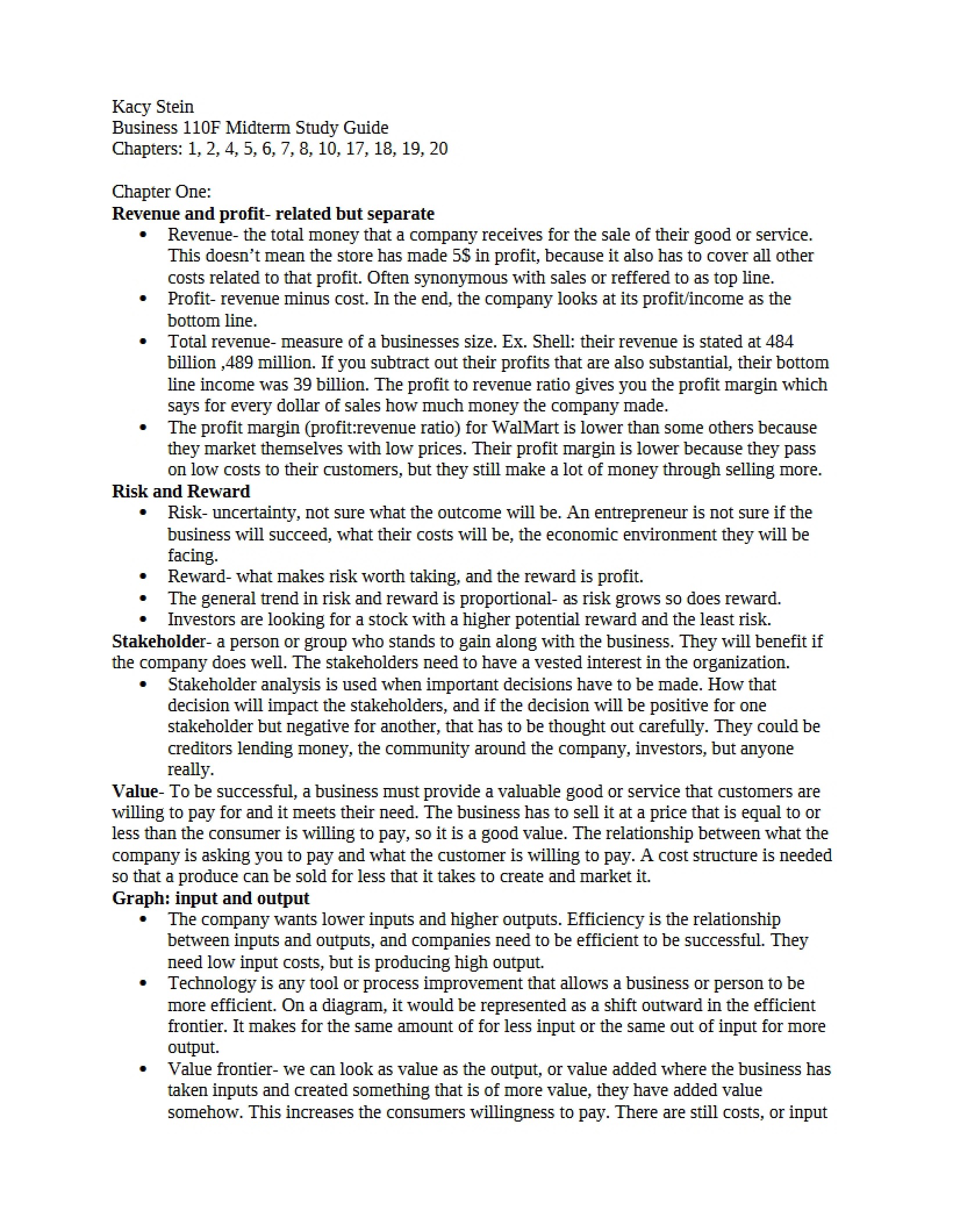 Study Guide for Midterm