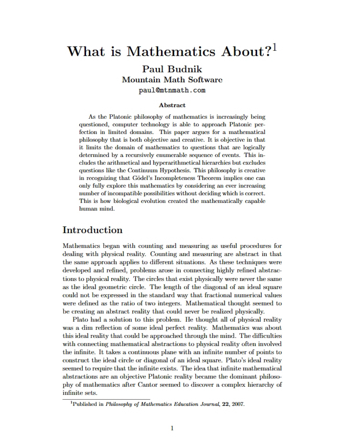Nature of Mathematics