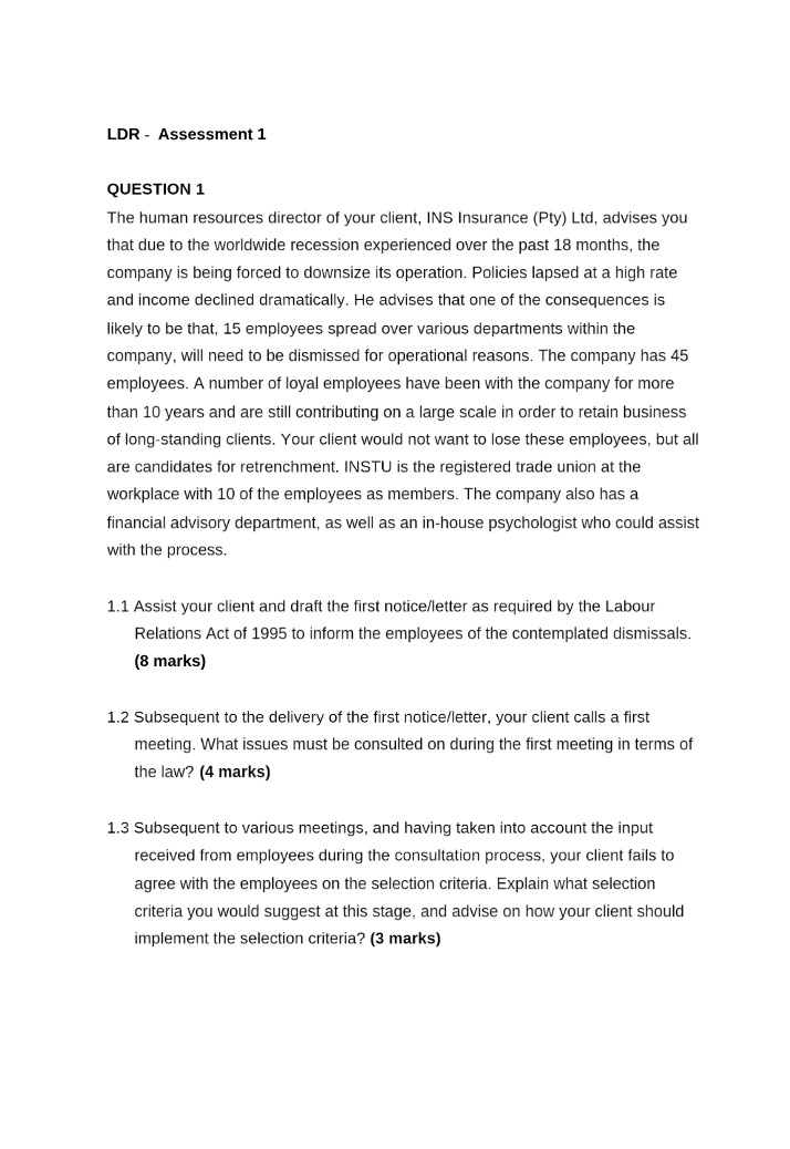 Assessing Employee Dismissals - Notice and Consultation