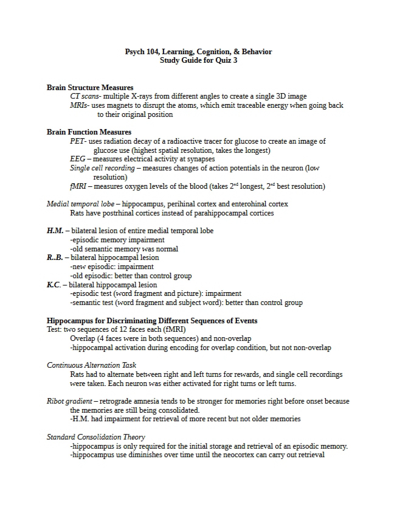 Learning and Cognition Syllabus