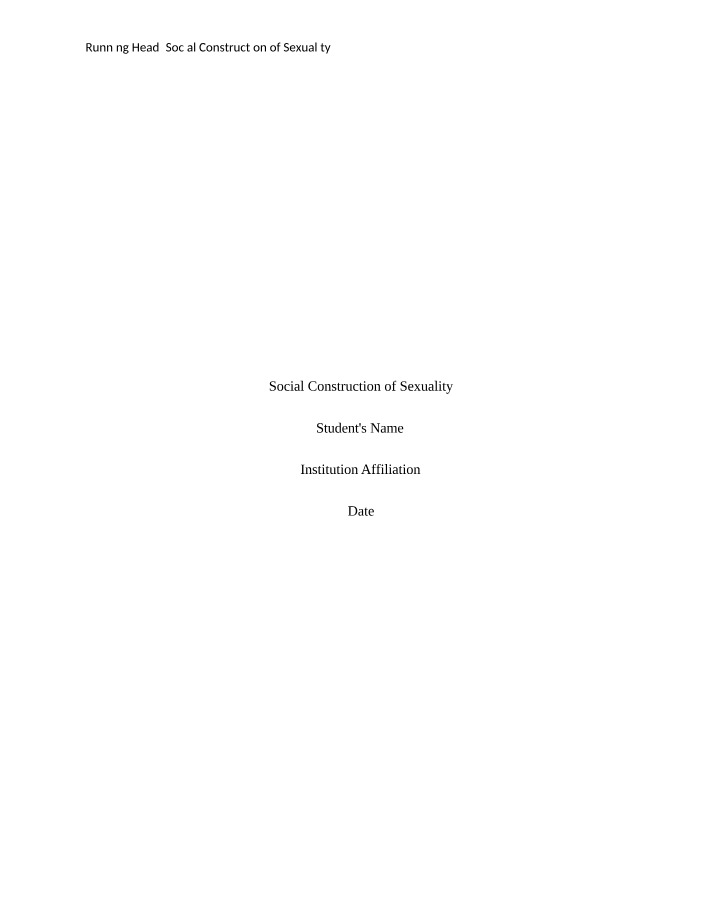 Sexuality and its Social Construction
