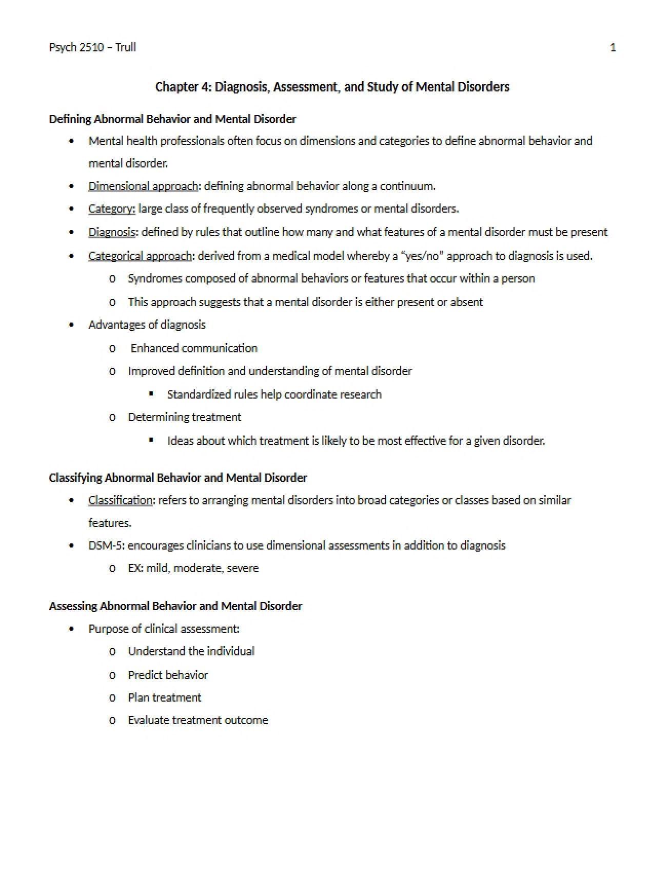 Studying, Assessing, and Diagnosing Mental Disorders Chapter 4