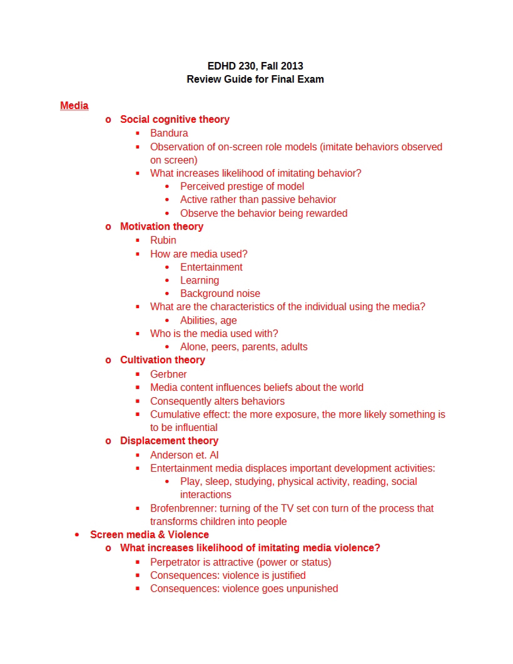 Final Exam Review Guide