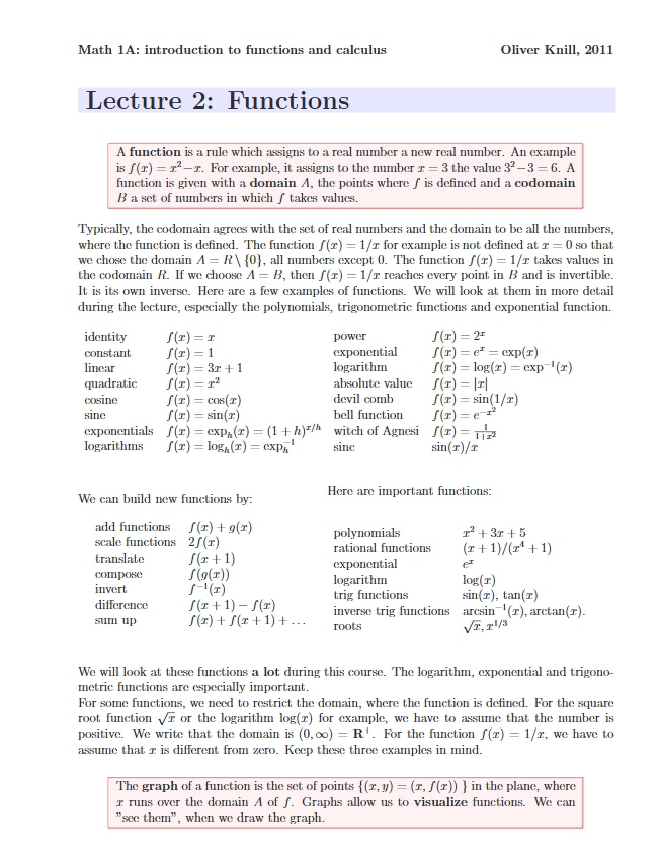 Foundations of Calculus Lecture 2
