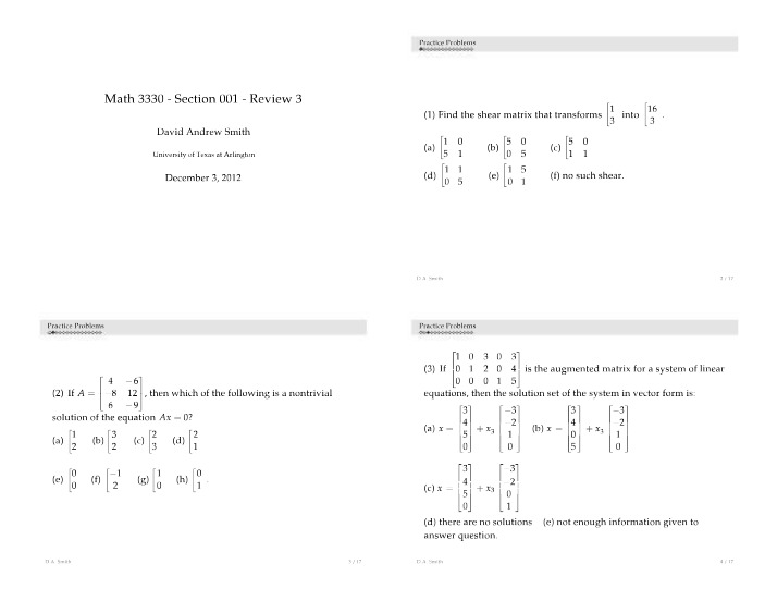MATH 3330 Review 3 - Section 001
