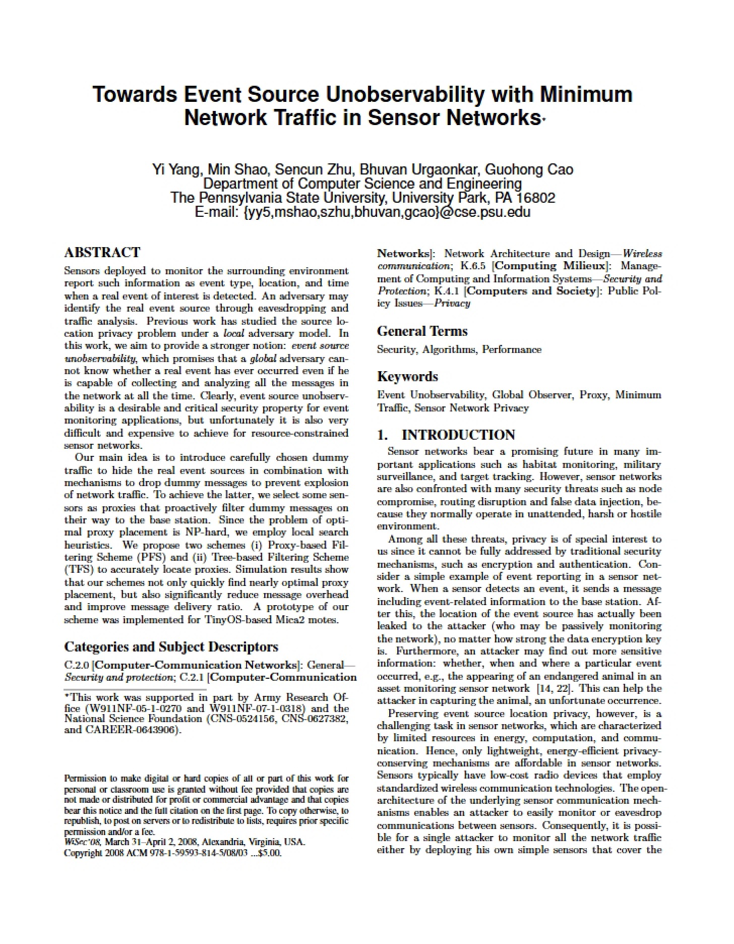 Sensor Network Traffic