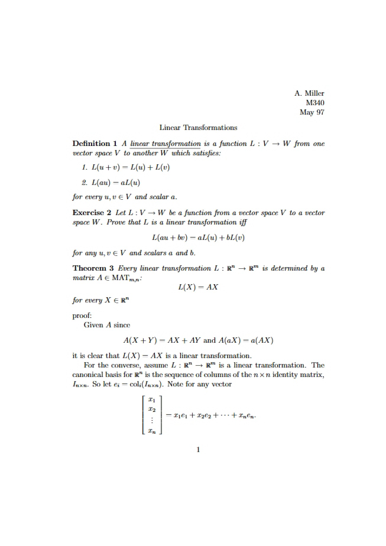 Transformations Linear
