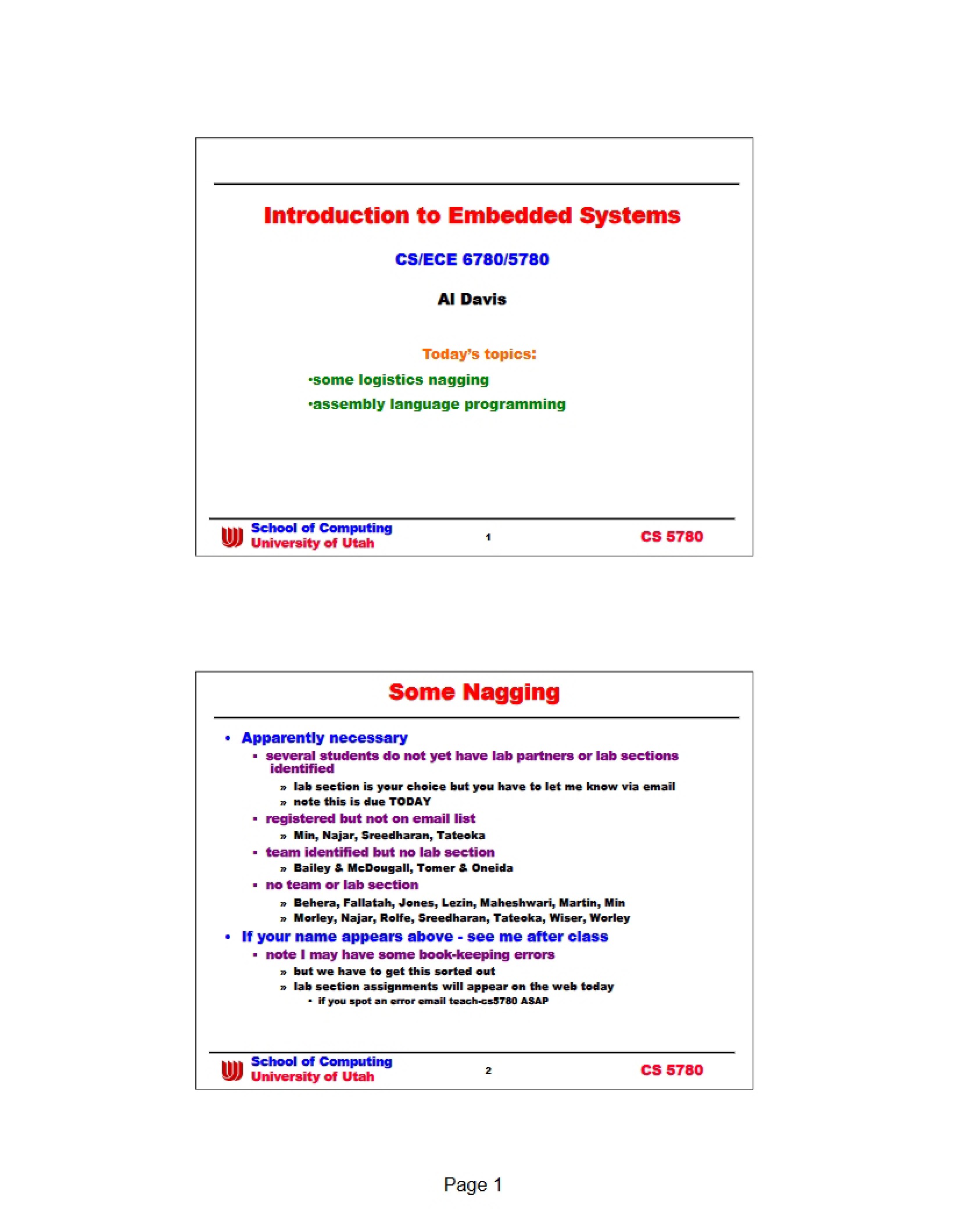 Class Notes Embedded Systems