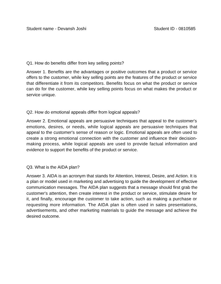 Difference Between Benefits and Key Selling Points
