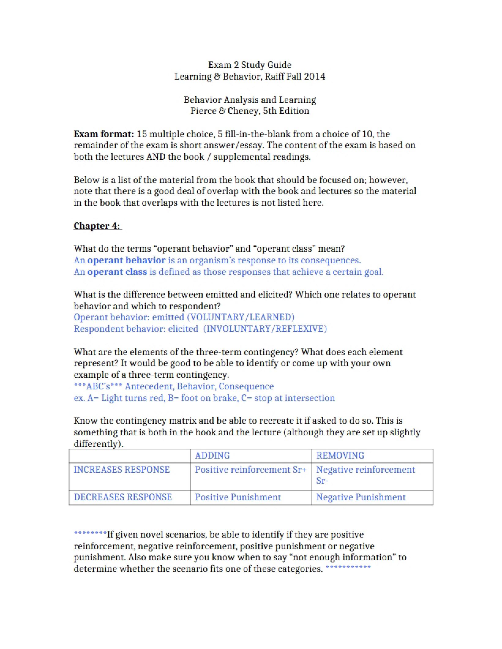 Study Guide for Second Exam