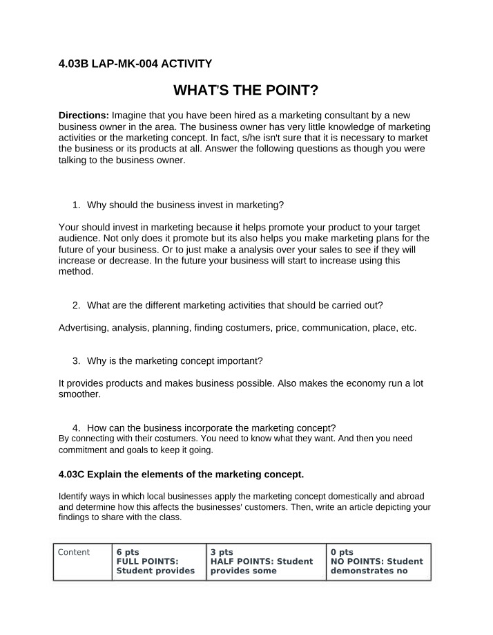 Activity - What's the Point