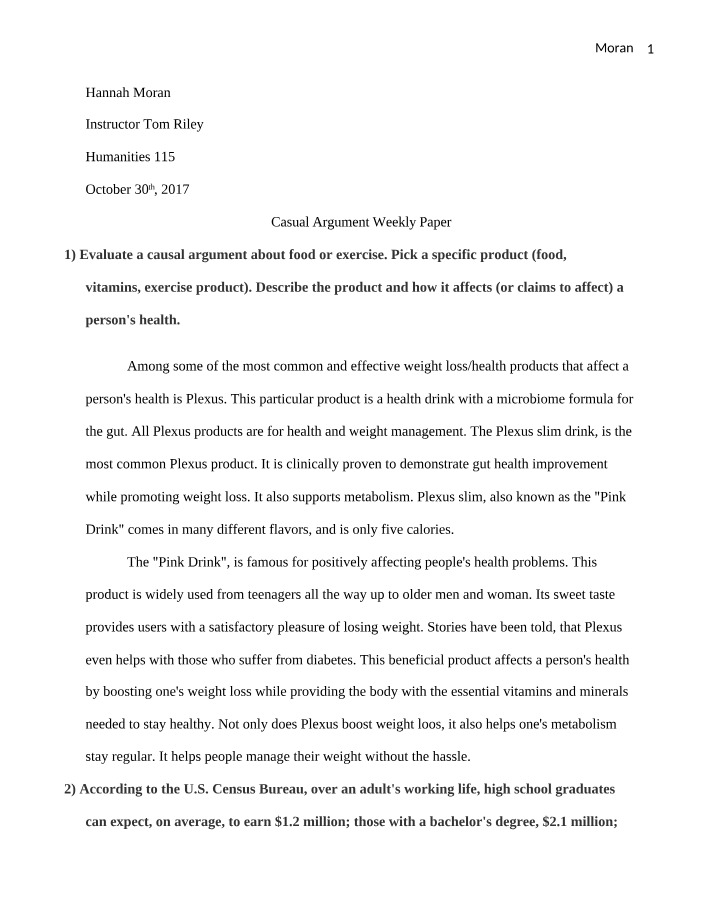 Weekly Paper on Casual Arguments