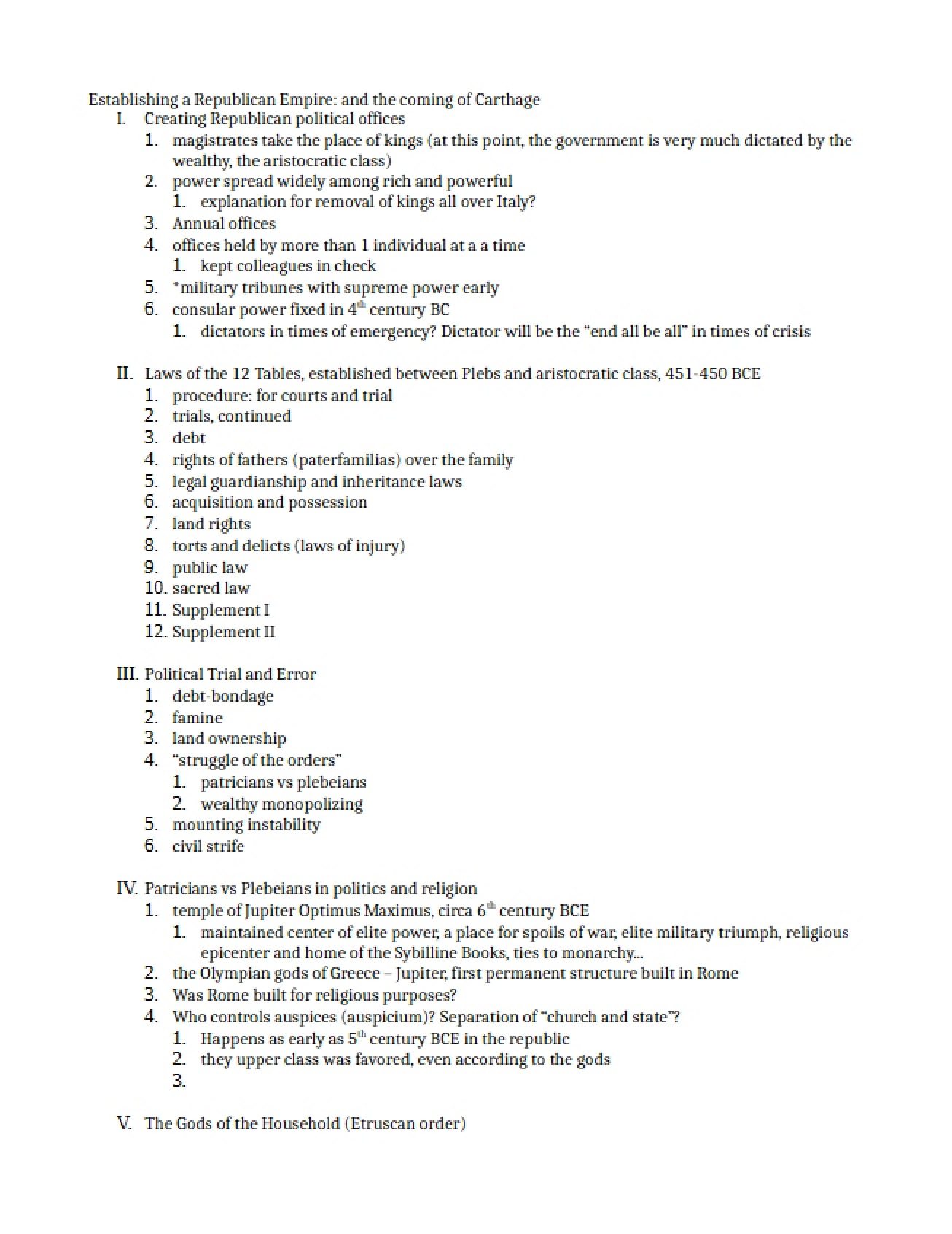 Second Class Notes for The Rise and Fall of Ancient Rome