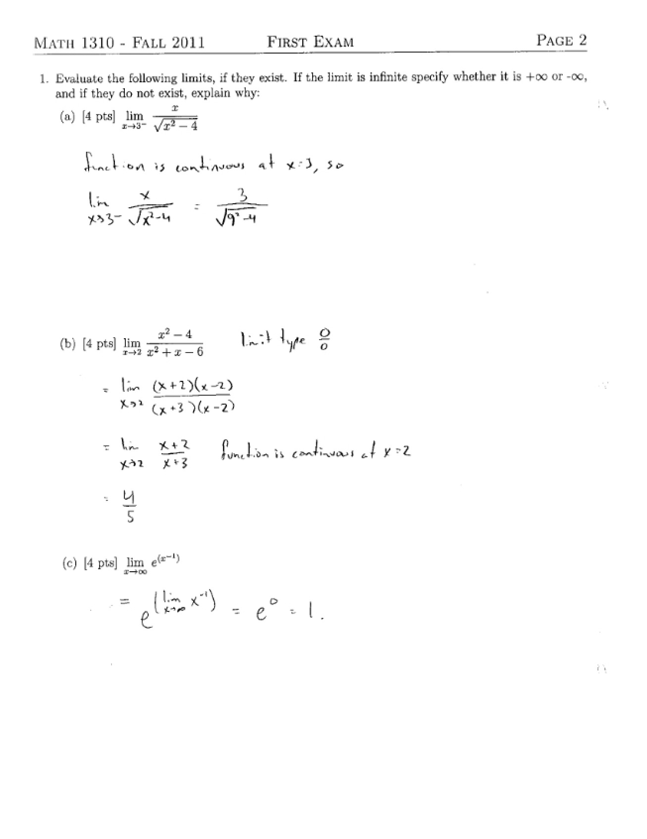 Solutions Fall 2011 Test 1