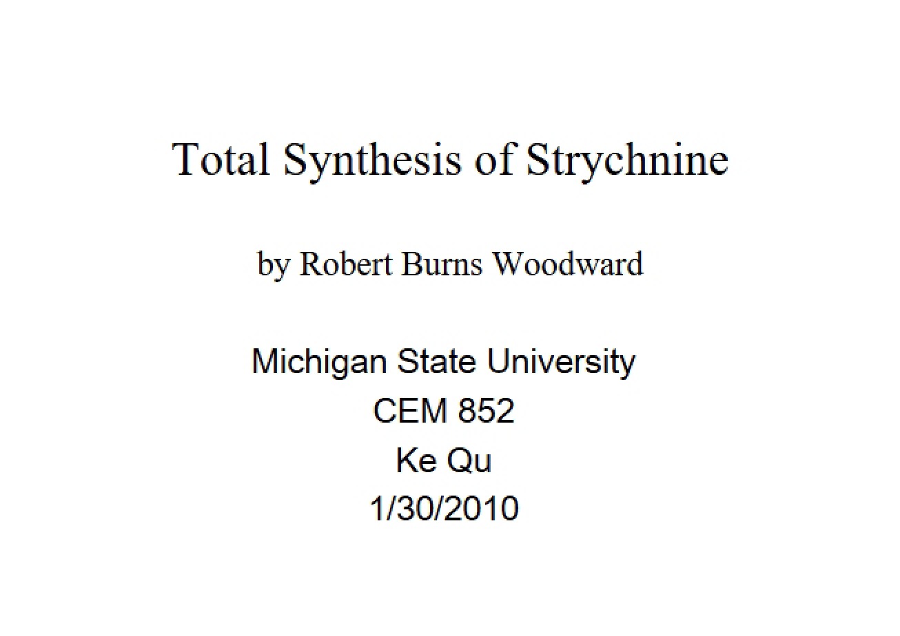 Strychnine Total Synthesis