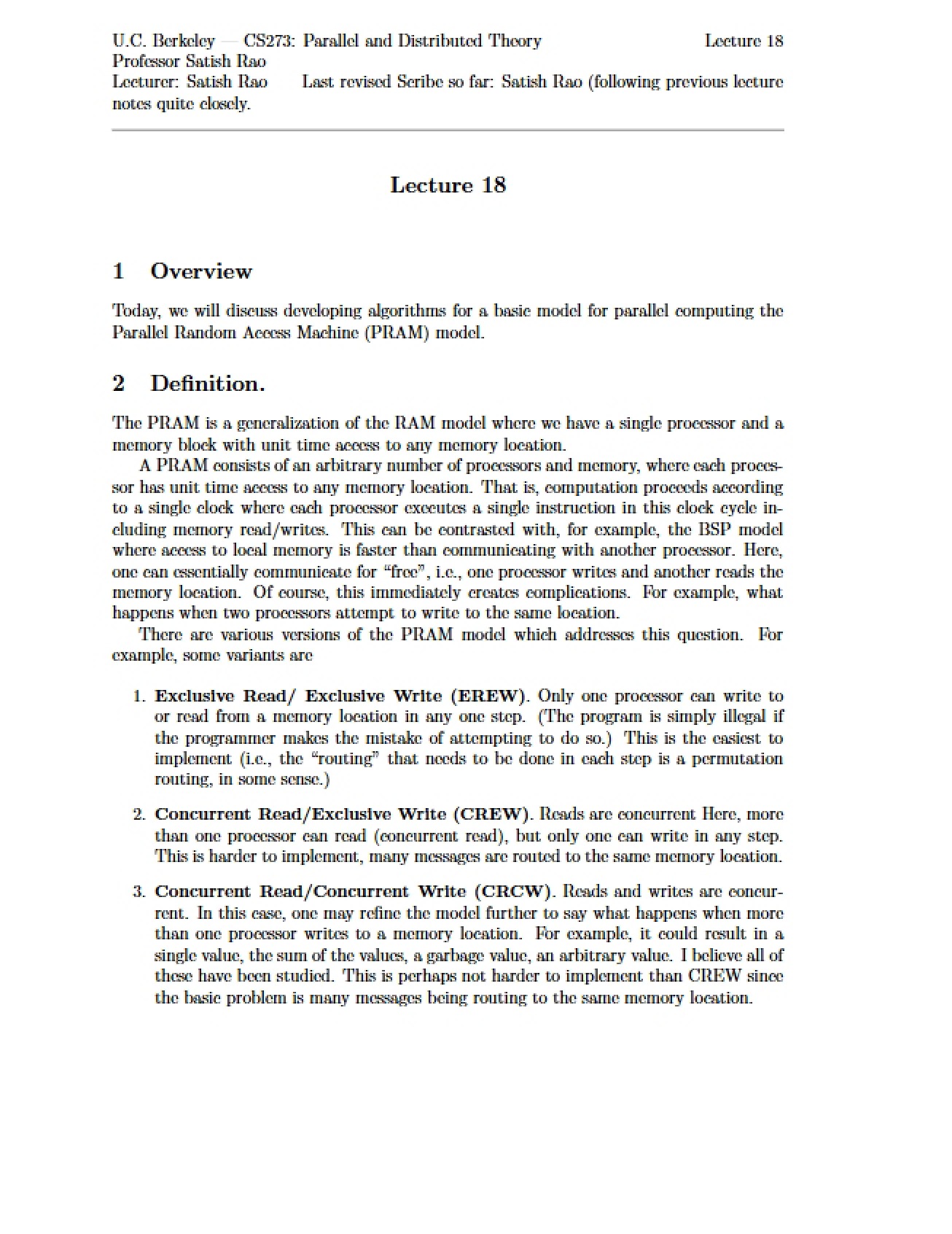 Parallel Computation Lecture Materials