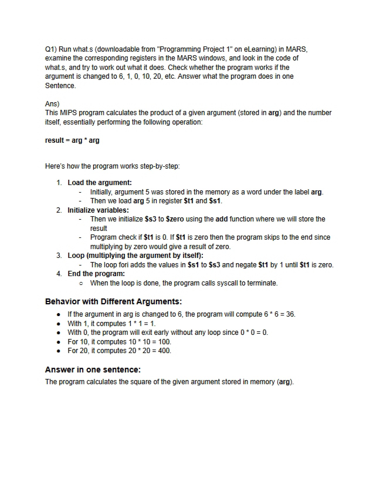 Explanation of Assignment 1