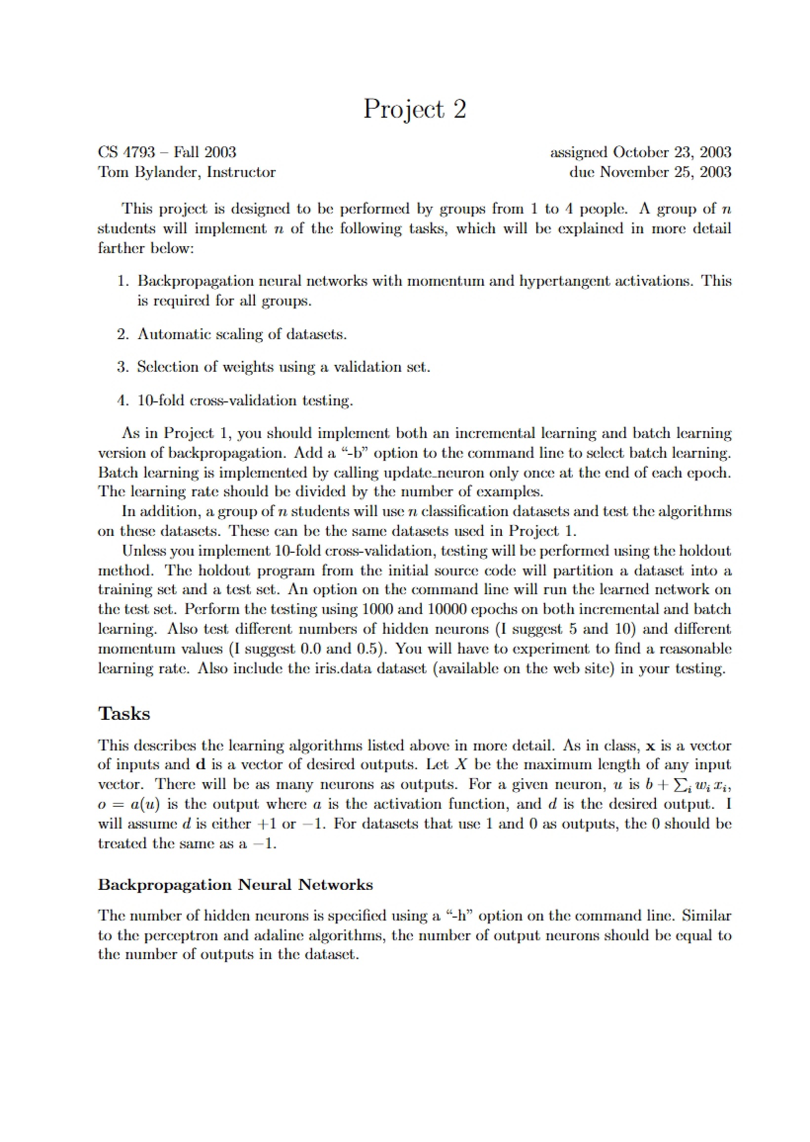 Neural Networks Project