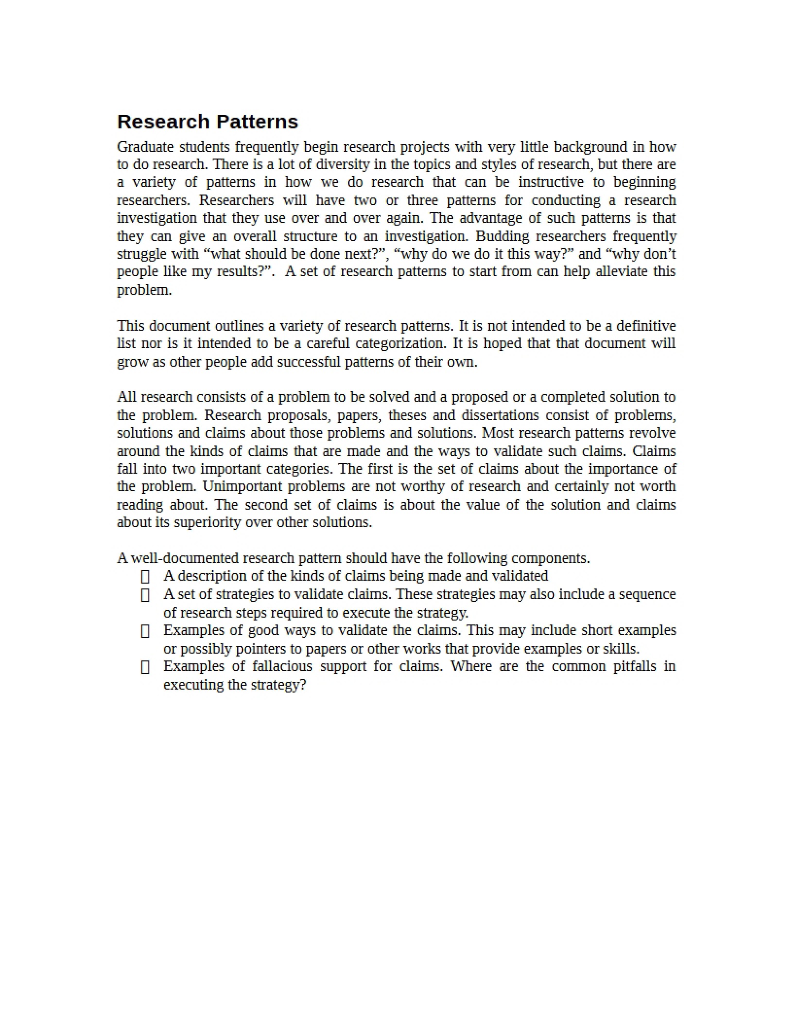 Patterns in Research