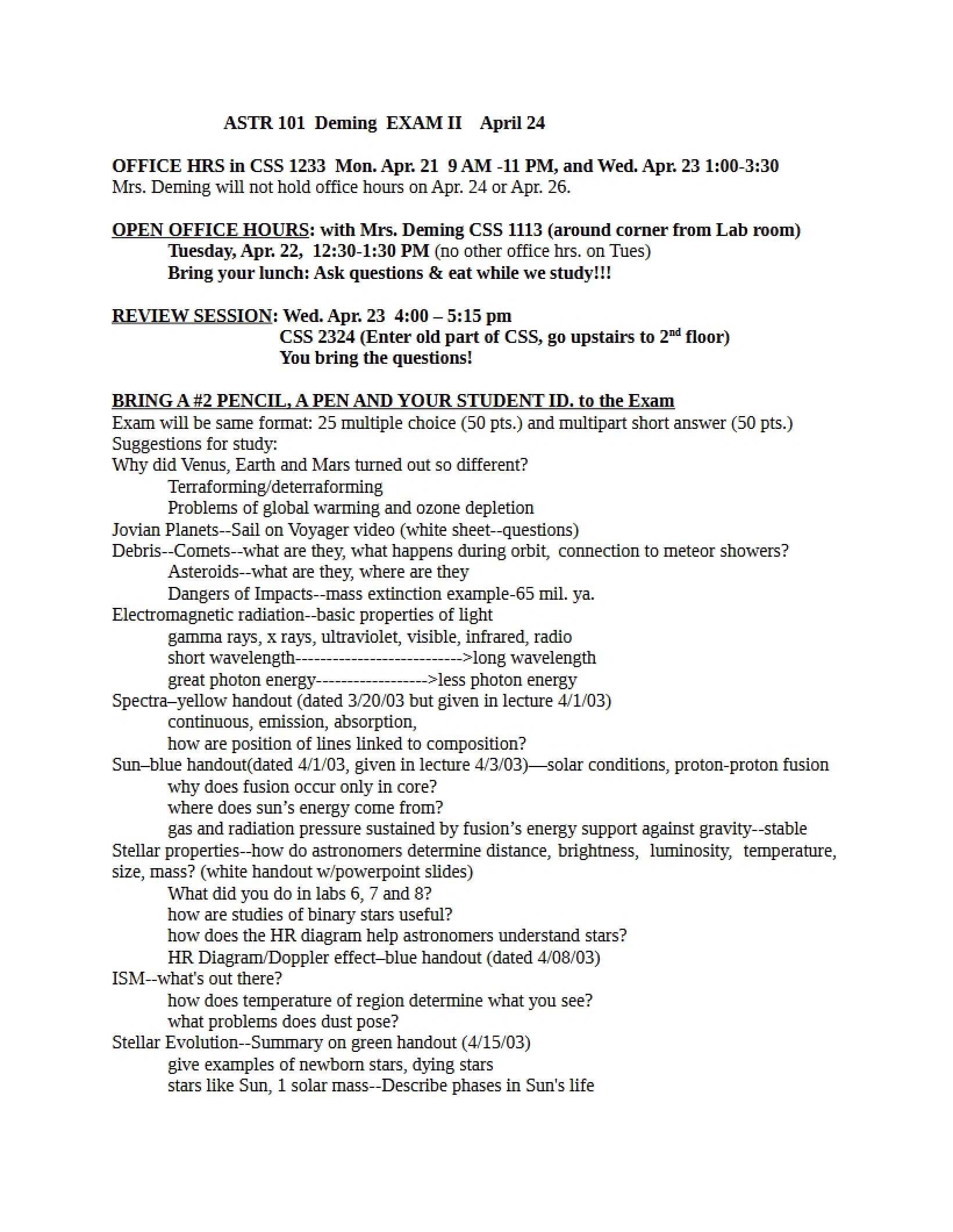 Exam Two