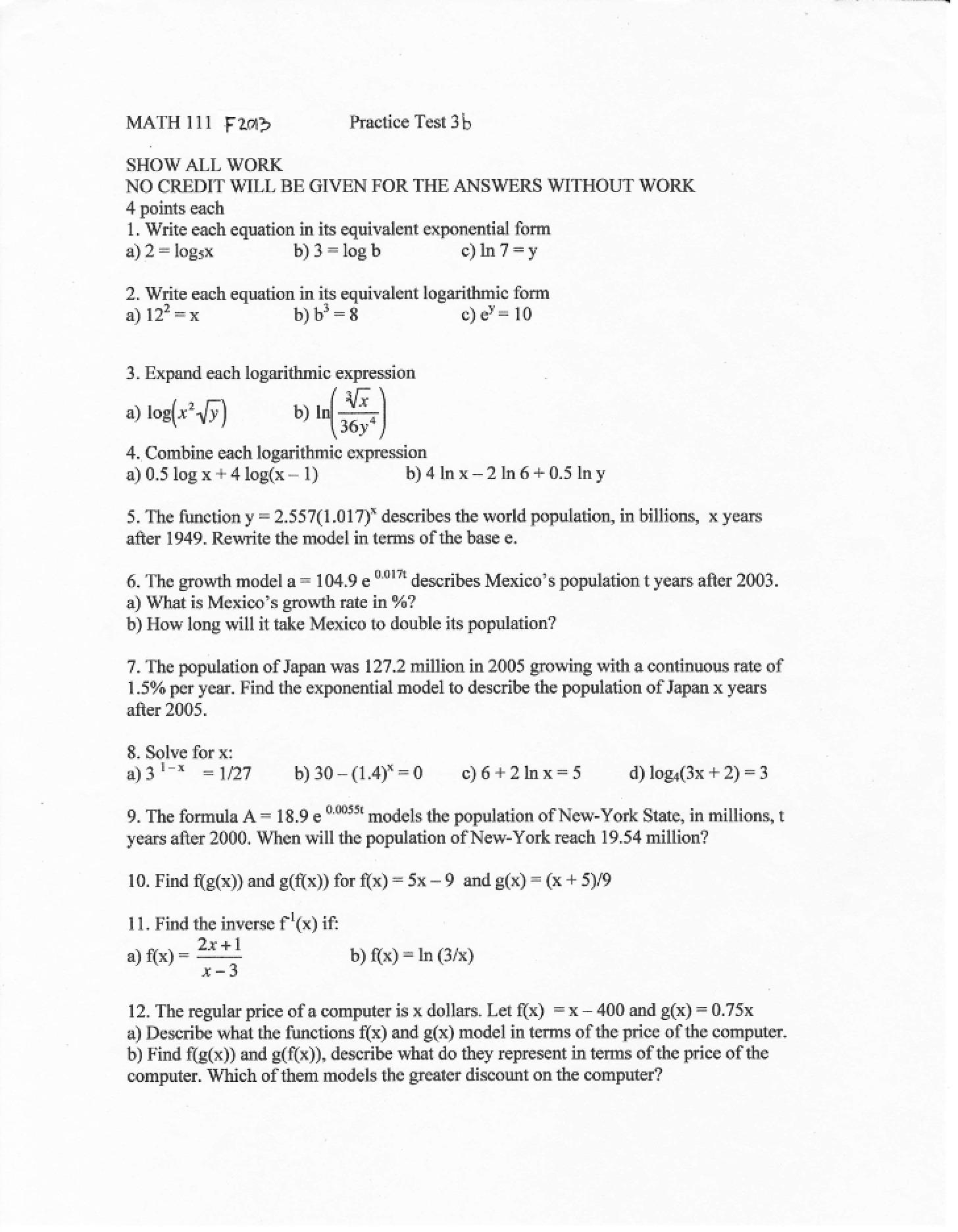 Test 3B Practice