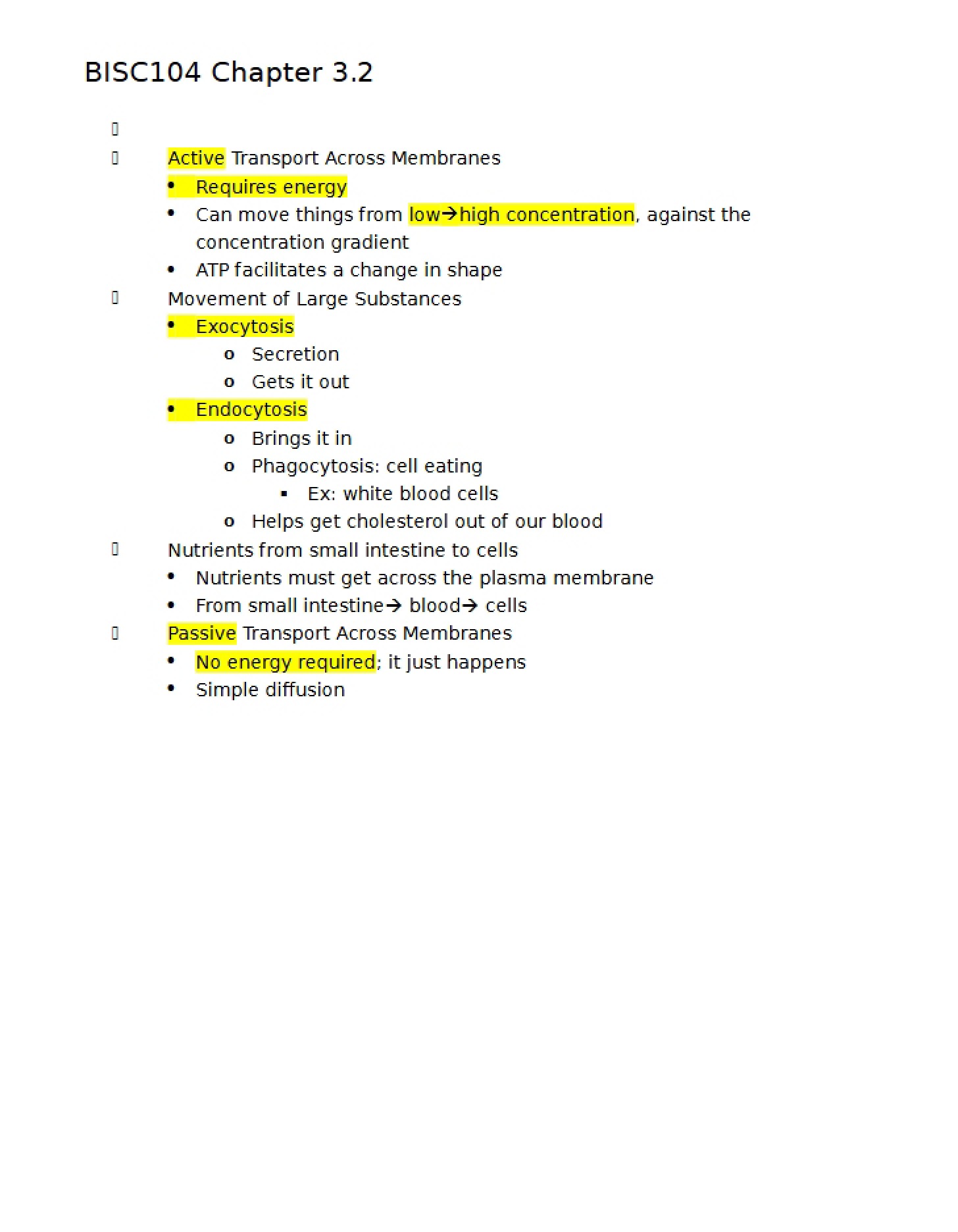 Class Notes for BISC104